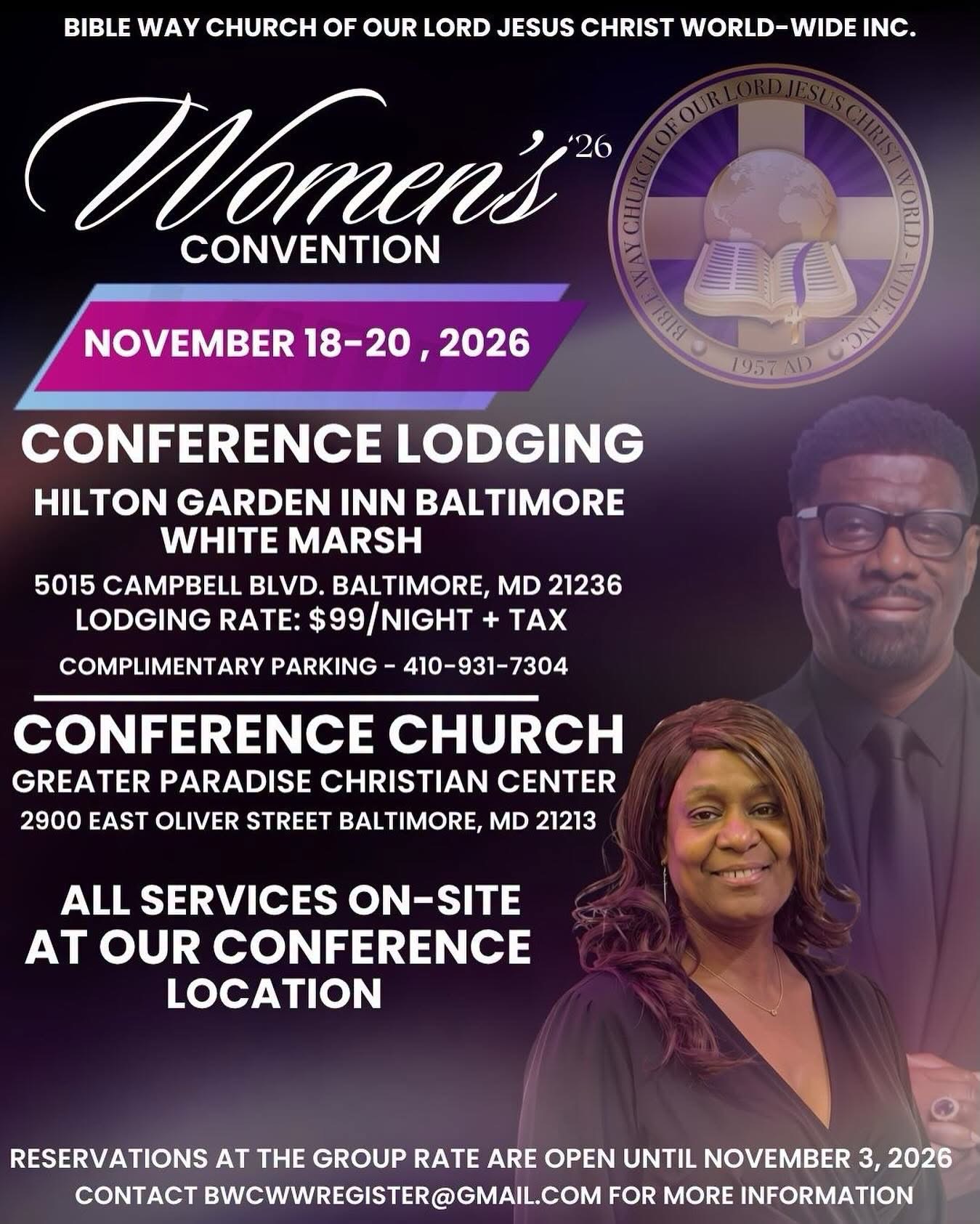 Bible Way Women's Convention 2026 flyer, November 18-20, 2026